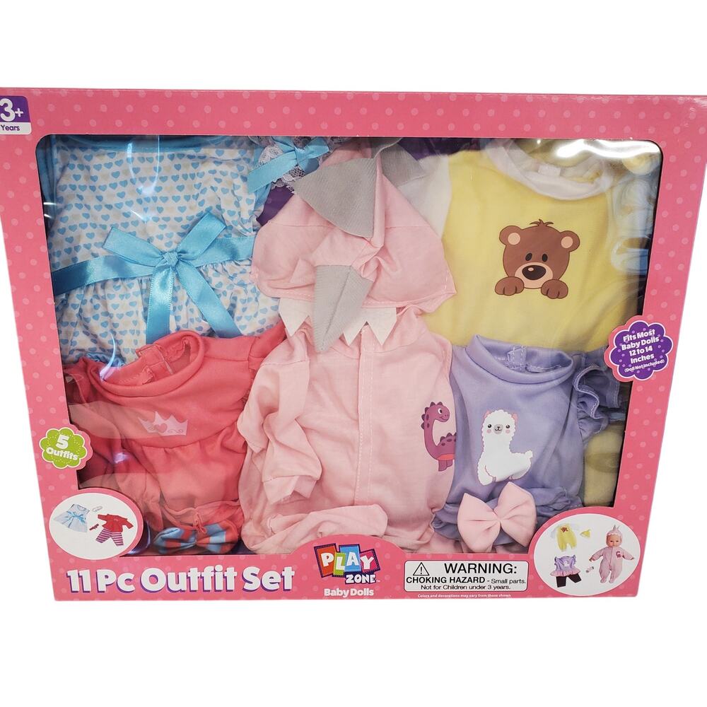 Play Zone Baby Doll Clothes 11 Piece Outfit Set NEW